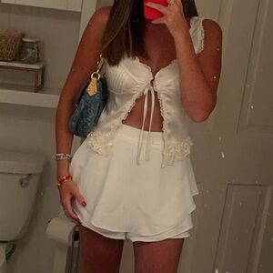 White lace top with adjustable tie straps